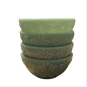 Pioneer Woman Set of 4 Jade Green Dip Condiment Embossed Bowls PRICE DROP